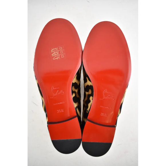 Christian Louboutin New Fred Flat Black Brown Leopard Pony Fur Derby Loafer 35.5 - Picture 12 of 12